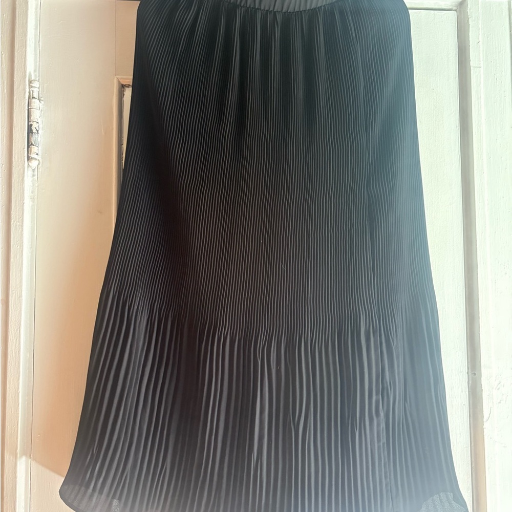 Pleione Elegant Black Pleated A-Line Skirt